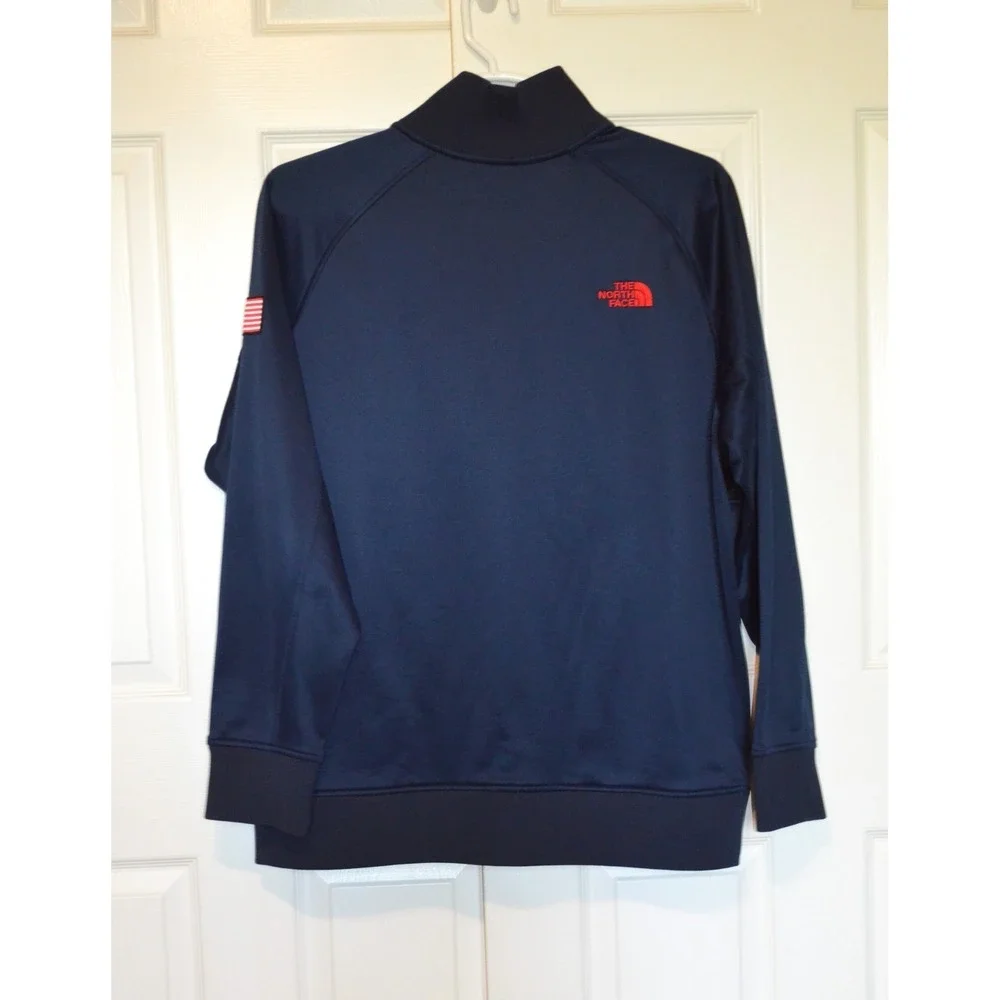 The North Face Full Zip Jacket Mens XL Black & Blue Polyester USA American Flag